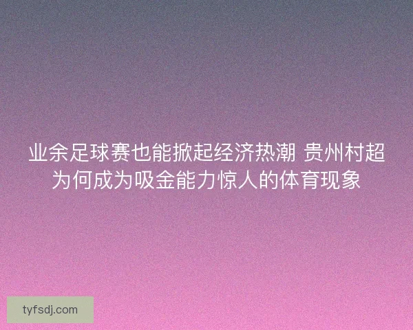 业余足球赛也能掀起经济热潮 贵州村超为何成为吸金能力惊人的体育现象